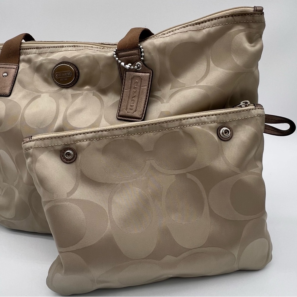 🥀 Coach Fabric Tote Weekender Bag & Matching Tote - Picture 5 of 14